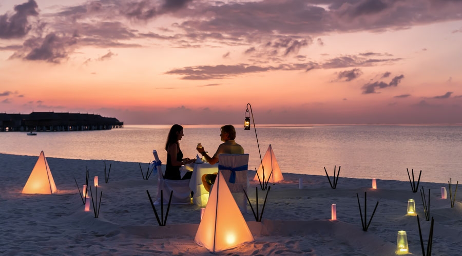 Romantic Beach Side  Candle Light Dinner With Decorated canopy