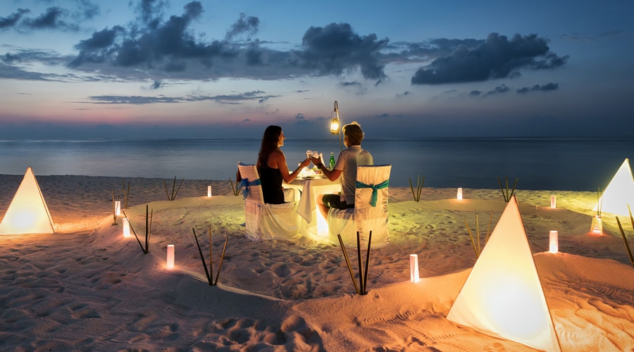 Romantic Beach Side Candle Light Dinner
