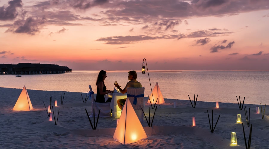 Romantic Beach Side  Candle Light Dinner With Wine and Cake